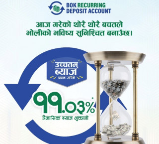 बैंक अफ काठमाण्डूले ल्यायो नयाँ योजना, निक्षेपमा ११.०३% ब्याजका साथै यस्ता छन् अन्य सुबिधा